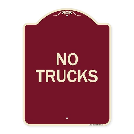 Signmission Designer Series Driveway No Trucks, Burgundy Heavy-Gauge Aluminum Sign, 24" x 18", BU-1824-24123 A-DES-BU-1824-24123